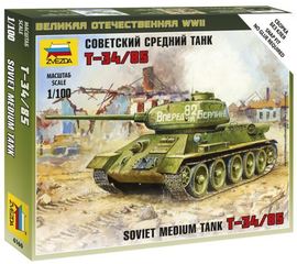 Склеиваемые модели  zvezda 6160 Звезда Т-34/85 Советский средний танк.1/100 tm07161 купить в твоимодели.рф