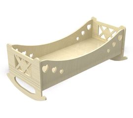 Изделия из дерева (фанеры) Детская кроватка - качалка №3 для кукол  (3DLV-10059) tm10059 купить в твоимодели.рф
