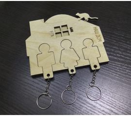 Изделия из дерева (фанеры) Ключница из дерева Папа, Мама, Ребенок 3DLV-10060 tm10060 купить в твоимодели.рф