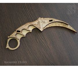 Изделия из дерева (фанеры) Нож karambit №4 CS:GO из  дерева 1:1 Cyber (3DLV-10183) tm10183-S купить в твоимодели.рф