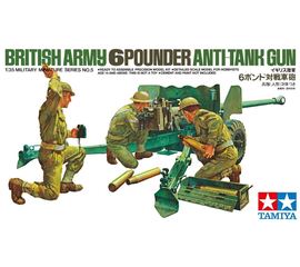 Склеиваемые модели  Tamiya 35005 Британская 6-ти фунтовая пушка и 3 фигурки 1/35 tm-19-8383 купить в твоимодели.рф