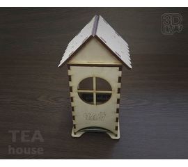 Изделия из дерева (фанеры) Чайный домик №1 (Для пакетиков с чаем) 3DLV-19-8486 tm-19-8486 купить в твоимодели.рф