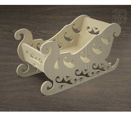 Изделия из дерева (фанеры) Сани Деда Мороза из дерева (Новогодняя конфетница) tm-19-8641 купить в твоимодели.рф