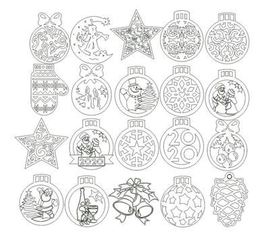 Изделия из дерева (фанеры) 20 моделей новогодних игрушек для елки в векторе DXF №2 tm-19-8547 купить в твоимодели.рф