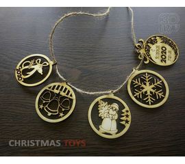 Изделия из дерева (фанеры) Набор новогодних деревянных украшений на елку в ассортименте tm-19-8529 купить в твоимодели.рф