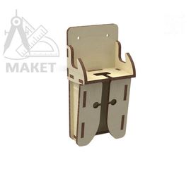 Изделия из дерева (фанеры) Подставка для одного зарядного устройства с проводом. Макет в векторе.DFX, .AI, .CDR .SVG tm-19-8865 купить в твоимодели.рф