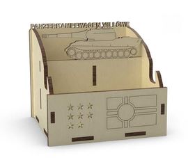 Изделия из дерева (фанеры) Органайзер школьный для канцелярии и смартфона Panzerkampfwagen VII «Löwe» tm-19-8909 купить в твоимодели.рф