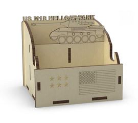 Изделия из дерева (фанеры) Органайзер школьный для канцелярии и смартфона  US M18 Hellcat​ tm-19-8912 купить в твоимодели.рф