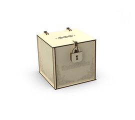 Изделия из дерева (фанеры) Копилка из дерева с замком 150х150х150мм tm-19-8938 купить в твоимодели.рф