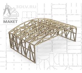 Изделия из дерева (фанеры) Ангар арочный для сборных моделей авиации 1/72. Макет в векторе .DFX, .AI, .CDR .SVG .EMF tm-19-8942 купить в твоимодели.рф