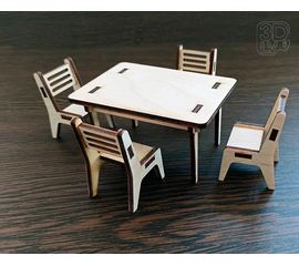 Изделия из дерева (фанеры) Набор №2 гостинная - мебель из дерева для кукольного домика (5 предметов) tm-19-9034 купить в твоимодели.рф