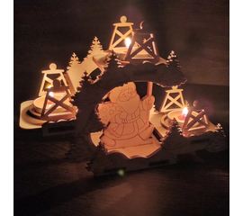 Изделия из дерева (фанеры) Подставка новогодняя для свечек с дедом морозом и елками tm-19-9358 купить в твоимодели.рф