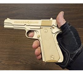 Изделия из дерева (фанеры) Резинкострел пистолет M1911 A1 USA из дерева многозарядный (3DLV-19-9411) tm-19-9411 купить в твоимодели.рф
