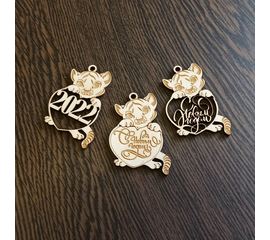 Изделия из дерева (фанеры) Набор новогодних украшений на елку - Символ года украшения, сувенир из дерева, подарок на новый год для дома рождество сюрприз tm-19-9511 купить в твоимодели.рф