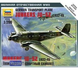 Склеиваемые модели  zvezda 6139 Звезда Ju-52 Немецкий Транспортный самолёт 1932-45 1/200 tm02099 купить в твоимодели.рф