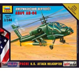 Склеиваемые модели  zvezda 7408 Звезда АН-64 Американский вертолет "Апач" (Hot War) tm02819 купить в твоимодели.рф
