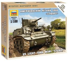 Склеиваемые модели  zvezda 6265 Звезда M3A1 легкий танк US Стюарт 1/100 tm04808 купить в твоимодели.рф
