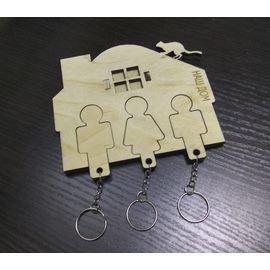 Изделия из дерева (фанеры) Ключница из дерева Папа, Мама, Ребенок 3DLV-10060 tm10060 купить в твоимодели.рф