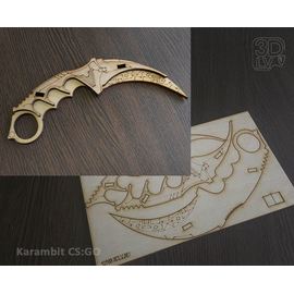 Изделия из дерева (фанеры) Нож karambit №4 CS:GO из  дерева 1:1 Набор для сборки (3DLV-10183) tm10183-N купить в твоимодели.рф