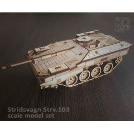 Изделия из дерева (фанеры) Stridsvagn 103 (Strv.103) Собранная модель из  дерева "World Of Transport" tm10231-S купить в твоимодели.рф