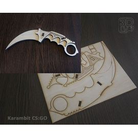 Изделия из дерева (фанеры) Нож karambit №3 CS:GO из  дерева 1:1 Набор для сборки (3DLV-10147-N) tm10147-N купить в твоимодели.рф
