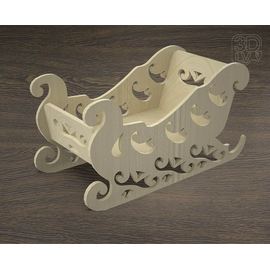 Изделия из дерева (фанеры) Сани Деда Мороза из дерева (Новогодняя конфетница) tm-19-8641 купить в твоимодели.рф