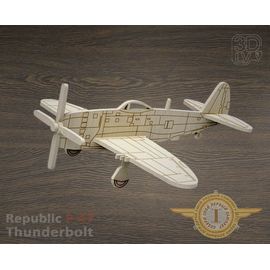 Изделия из дерева (фанеры) Republic P-47 Thunderbolt самолет из дерева серия МПС "Мой первый самолет" tm-19-8644 купить в твоимодели.рф