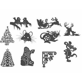 Изделия из дерева (фанеры) 10 моделей новогодних игрушек (Вытынанки) в векторе DXF №1 tm-19-8666 купить в твоимодели.рф