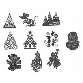 Изделия из дерева (фанеры) 10 моделей новогодних игрушек (Вытынанки) в векторе DXF №2 tm-19-8667 купить в твоимодели.рф