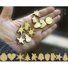 Изделия из дерева (фанеры) 10 макетов новогодних игрушек на маленькую елку в векторе .dfx .ai​ tm-19-8760 купить в твоимодели.рф