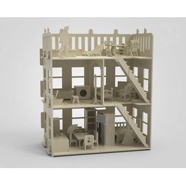 Изделия из дерева (фанеры) Кукольный домик мечты с мебелью и фигурками Penthouse 3DLV-19-8500 tm-19-8500 купить в твоимодели.рф