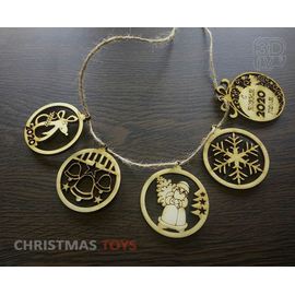 Изделия из дерева (фанеры) Набор новогодних деревянных украшений на елку в ассортименте tm-19-8529 купить в твоимодели.рф