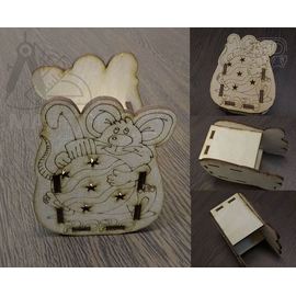 Изделия из дерева (фанеры) Макет подставка для канцелярии Мышка 2020 в векторе .dfx . ai tm-19-8758 купить в твоимодели.рф