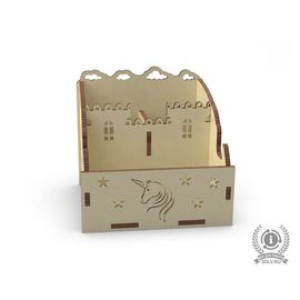 Изделия из дерева (фанеры) Органайзер школьный для канцелярии "Крепость единорога" из дерева tm-19-8897 купить в твоимодели.рф