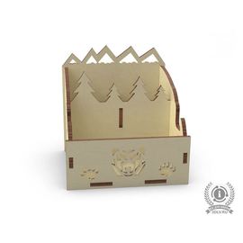 Изделия из дерева (фанеры) Органайзер школьный для канцелярии и смартфона "Мишка в лесу" из дерева tm-19-8898 купить в твоимодели.рф