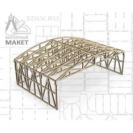 Изделия из дерева (фанеры) Ангар арочный для сборных моделей авиации 1/72. Макет в векторе .DFX, .AI, .CDR .SVG .EMF tm-19-8942 купить в твоимодели.рф