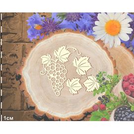 Изделия из дерева (фанеры) Гроздь винограда и листья 4 шт. Чипборд для скрапбукинга набор #19-9039 tm-19-9039-4 купить в твоимодели.рф