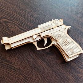 Изделия из дерева (фанеры) Резинкострел пистолет Beretta 92 из дерева копия 1:1 (3DLV-19-9286) tm-19-9286 купить в твоимодели.рф