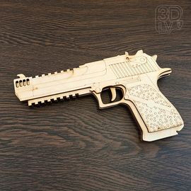 Изделия из дерева (фанеры) Резинкострел пистолет Desert Eagle фанера копия из дерева 1:1 (3DLV-19-9301) tm-19-9301 купить в твоимодели.рф