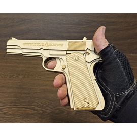 Изделия из дерева (фанеры) Резинкострел пистолет M1911 A1 USA из дерева многозарядный (3DLV-19-9411) tm-19-9411 купить в твоимодели.рф