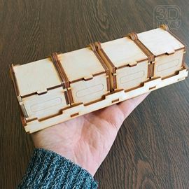 Изделия из дерева (фанеры) Полка с коробочками (4шт.) для хранения различных мелких предметов tm-19-9302 купить в твоимодели.рф