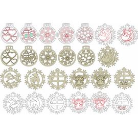 Изделия из дерева (фанеры) 12 моделей новогодних игрушек для елки в векторе DXF №15 + символ 2021 года Быка tm-19-9364 купить в твоимодели.рф