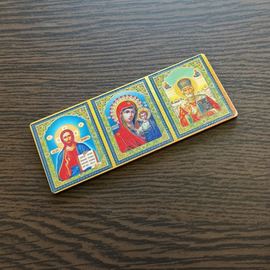  Автомобильная икона триптих Спаситель, Богородица, Николай Мирликийский (Дерево) tm-19-9445 купить в твоимодели.рф