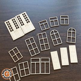 Строительство диорам Окна, рамы, двери в наборах для строительства диорам 1/22 дерево-фанера, для поездов, жд станций шкала G tm-19-9496 купить в твоимодели.рф
