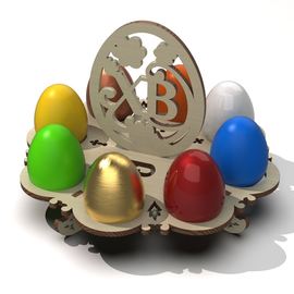 Изделия из дерева (фанеры) Пасхальная подставка для 8 яиц с убирающимся центром под кулич круглая №2 3DLV-10057 tm10057 купить в твоимодели.рф