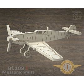 Изделия из дерева (фанеры) Messerschmitt Bf.109 E самолет из дерева серия МПС "Мой первый самолет" tm-19-8646 купить в твоимодели.рф