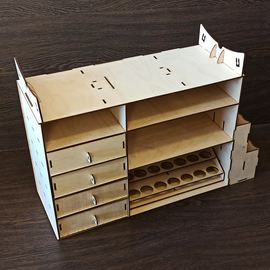 Оборудование для творчества Полка подставка органайзер с ящиками + полка для краски Tamiya, CITADEL GW, Hammer 40K, Mr. color из дерева набор для сборки tm-030820221737 купить в твоимодели.рф