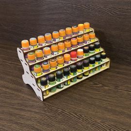 Изделия из дерева (фанеры) Полка для краски Zvezda (Звезда) Акриловая и Мастер акрил вместимость 40шт. дерево или любых баночек флаконов до 24мм atm-13022023-zv купить в твоимодели.рф