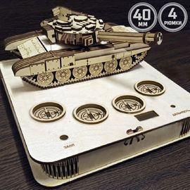 Изделия из дерева (фанеры) Танк Т-90 - корпус+подиум на 4 рюмки 40мм для автоматической наливайки, наливатора, разливатора на базе Arduino [V3-40] tm-19-9595-4-40 купить в твоимодели.рф