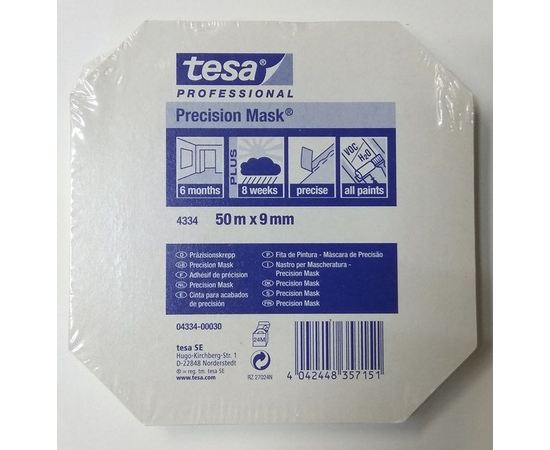 Оборудование для творчества TESA 50 м Маскирующая лента широкая Желтая 9 мм в рулоне tm08158 купить в твоимодели.рф